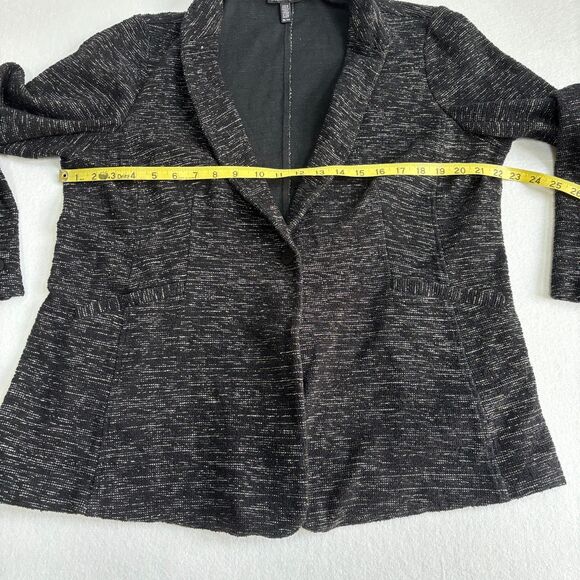 Eileen Fisher Organic Cotton Knit Blazer Jacket Women's XL Black Tweedy Comfort - Picture 6 of 7